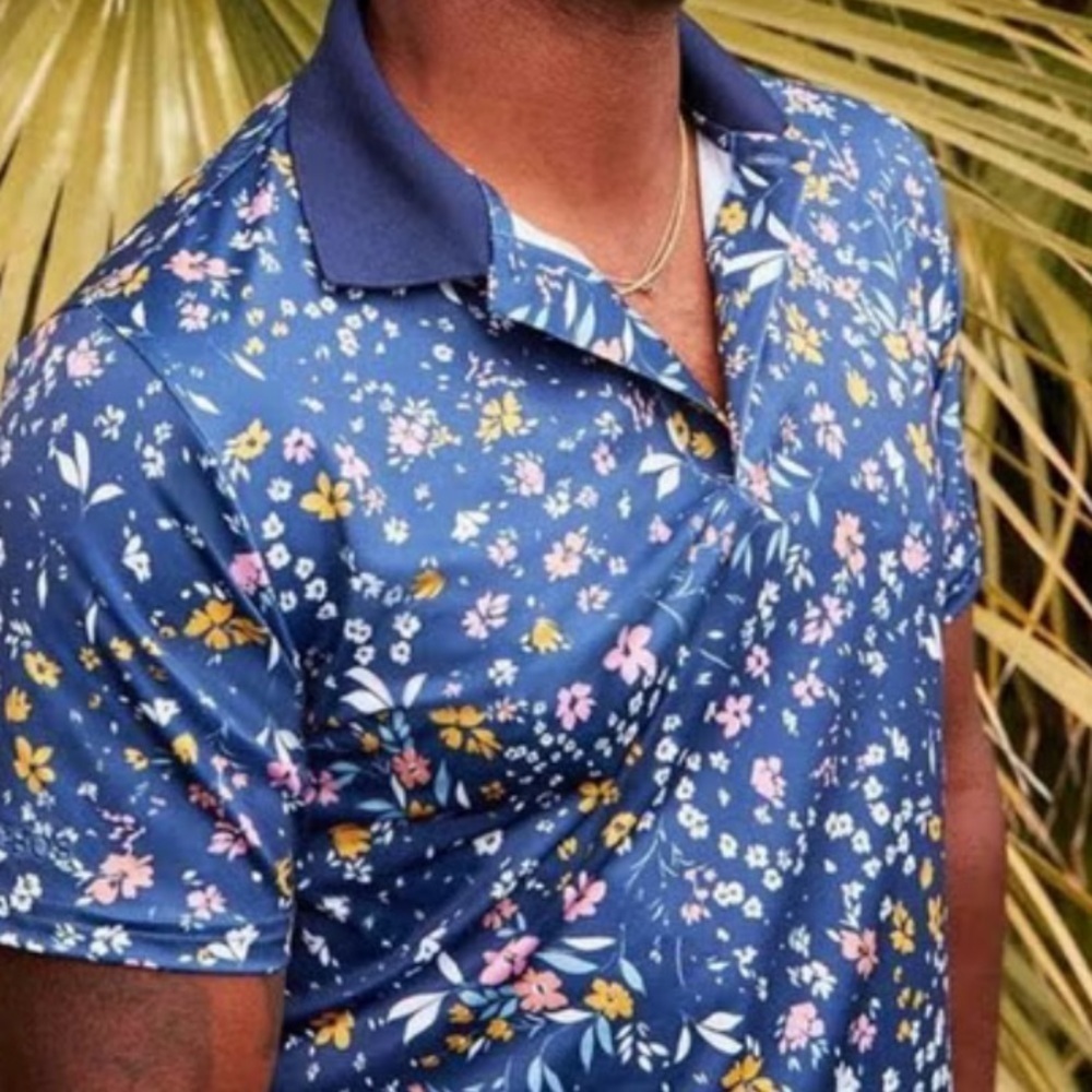 Bonobos Golf Performance Polo Shirt Men L Standard Fit Floral Print